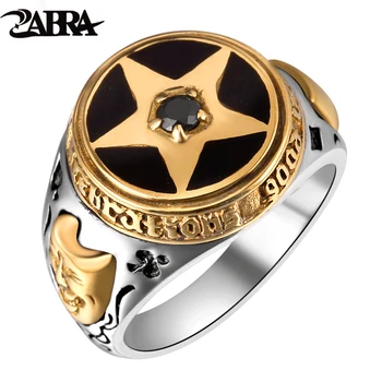 ZABRA staré stříbrotepec 925 strieborný ornament Thai striebro pentagram black Zirkón strieborný prsteň obnovenie dávnych spôsoby, pánske prstene