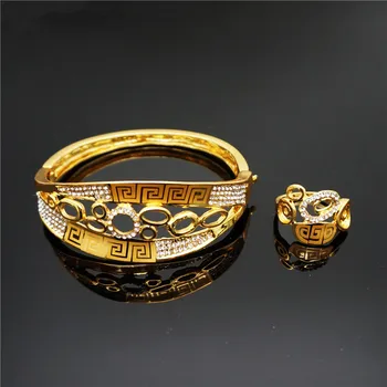 Sexemara zlato duté náramok&náramok šperky Dubaj zlaté šperky sady pre ženy, náramok, prsteň šperk india šperky sady