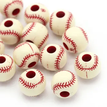 Doprava zadarmo 100ks Off-biely Akryl Baseball Dištančné Korálky 11 mm Šperky Zistenia