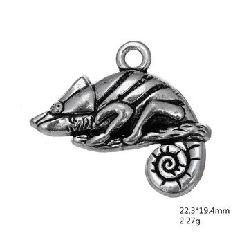 50PCS Kovové Zliatiny Zinku Antique Silver Chameleon Zvierat Visieť Šperky DIY Náramok Príslušenstvo Charms
