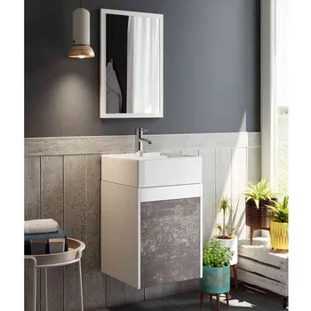 Kúpeľňový Nábytok wc so zrkadlom a keramické umývadlo zahrnuté v Bielej a bridlicová Farba 64x40x40 cm