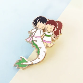 Anime Temperamentný Aways Chihiro a Biely Drak Pevného Smalt Kolíky Ghibli Kawaii Klopě Pin Odznak Brošňa Animácie Kolekcie Darček