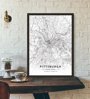 Pittsburgh PA Pennsylvania, USA Spojené Štáty Americké, Mapu, Plagát
