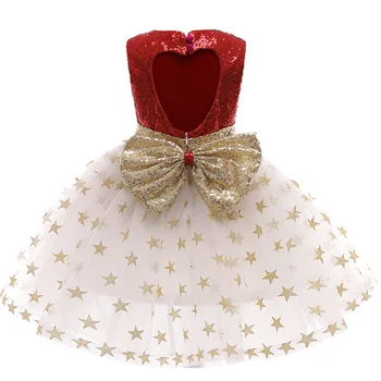 Vysoko Kvalitné Vianočné Dievčatá Šaty Oka Flitrami Baby Girl Šaty Veľký Luk Dekorácie Malá Princezná Šaty Party Šaty Deti