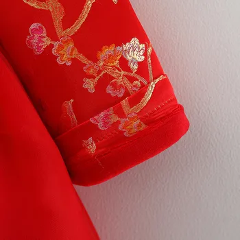40# Dlhým rukávom Šaty Chlapci Dievča Čínsky Štýl Lunárny Nový Rok Šaty Nový Rok Nosenie Cheongsam Šitie Oka Tang Princess Šaty