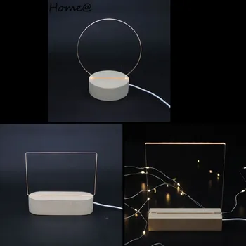 Ručné Rezanie Dreva LED Displej Základne Teplé Noci Osvetlené Base Crystal Glass Art 11UA