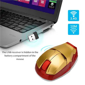 Cool Bezdrôtový Iron Man Myši Myši, Ergonomický 2.4 G Portable prenosný Počítač Kliknite na položku Optická USB Prijímač pre PC, Notebook, Mac Book