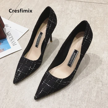 Cresfimix ženy roztomilý ukázal prst black 9 cm vysoké podpätky pre office lady príležitostné letné vysokom podpätku topánky stiletto zapatos dama a5944