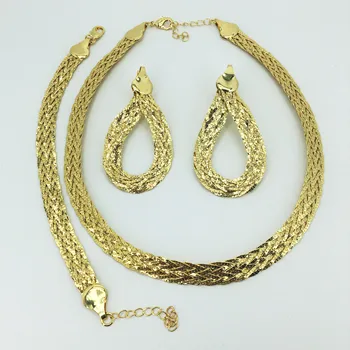 Veľkoobchod nové dubaj zlaté šperky dámske módne náhrdelník boutique šperky set svadobný náhrdelník 24k gold design náhrdelník