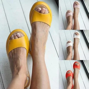 2020 Módne Ženy Sandále Flops Módne Ríme Slip-On Ploché Sandále, Topánky Listov Pevné Bežné Ženy