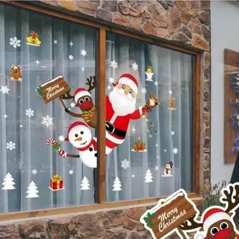 60*90*0.5 cm Veselé Vianočné Samolepky na Stenu Módne Santa Claus Okna Miestnosti Dekorácie Snowflake Stenu, Okno, Dekoračné Nálepky