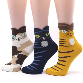 1Pair Ženy Bavlnené Ponožky Jeseň-Zima Legrační Zviera Členkové Ponožky Roztomilý Kreslený Pohodlné Ponožky Žena Vianočné Kawaii Ponožky