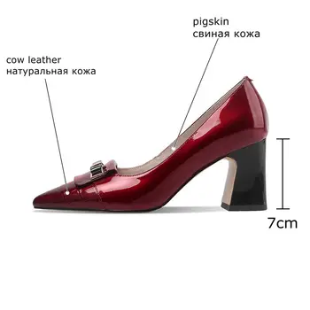 ALLBITEFO veľké veľkosť:34-42 pravej kože bowtie značky vysoké podpätky office dámy topánky ženy vysokom podpätku topánky strany žien podpätky