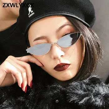 ZXWLYXGX nové módne slnečné okuliare Ženy kovová retro farebné priehľadné malé farebné Cat Eye slnečné Okuliare UV400