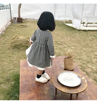 2020 Jeseň Deti Oblečenie Japonský Kórea Bavlnená Posteľná Bielizeň, Baby, Dievčatá Princezná Šaty Prekladané Volánikmi Rukáv Deti, Oblečenie Pre Voľný Čas