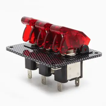 12V Prepínača Racing Zapaĺovania Motora, Relé, Spínače Uhlíkových Vlákien na Povrchu Panelu Auto s LED Kontrolka,Červená