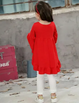 Baby Dievčatá Oblečenie Letné Jar Biela Čierna Červená Pevné Svetlice Rukáv Topy Nepravidelný Deti, Oblečenie Pre Deti, Deti Tutu Šaty