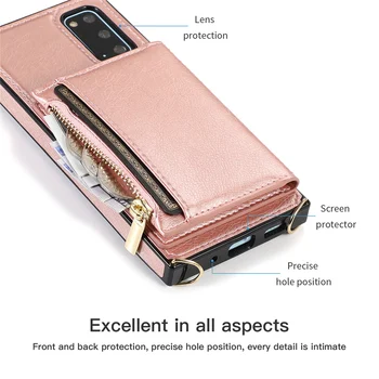 Luxusné Zips Uhlopriečka Peňaženky, Kožené puzdro Pre Samsung Galaxy S20 Ultra E S10 S9 Plus Poznámka 8 9 10 A90 5G Karty Stojan, Kryt Telefónu