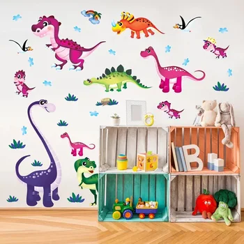 Cartoon Dinosaurus Dino Dragon Stenu, Nálepky Plné Farby Art Nástenné Škôlky Deti Detská Spálňa Kotúča, Tapety, PVC Nepremokavé Dekor