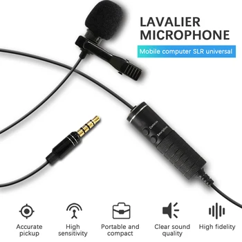 3,5 mm Inteligentnej Redukcie Šumu MicrophoneAudio Video Záznam Lavalier Klope Mikrofón Mic Klip Na Telefón/ DSLR/ PC