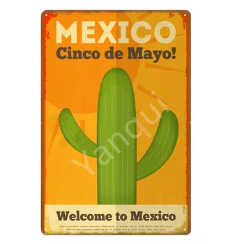 Vitajte v Mexiku Vlajka Kovov Cín Známky Feliz Cinco De Mayo Maya Viva Plagát, Bar, Pub Club Domova Vintage Samolepky na Stenu YN180