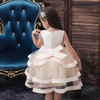 2018 Deti Elegant Pearl Tortu Princezná Šaty Dievčatá Šaty Na Svadbu, Večierok Výšivky Kvetina Dievča Šaty Dievča Oblečenie