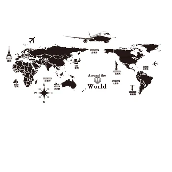 Mapa sveta Samolepky na Stenu DIY Európe Štýl Budovy Stenu pre Obývacej Izby, Spálne, Home Office Dekorácie