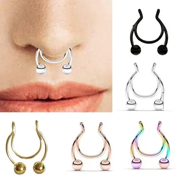 5 ks Nos Krúžky Pre Módne Ženy Dizajn Nosovej Septum Falošný Piercing False Spona na Nos Šperky, Darčeky, Doplnky