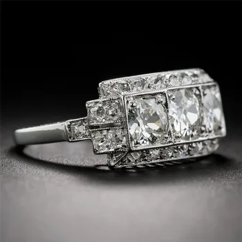 BIJOX PRÍBEH 925 sterling silver šperky krúžok s geometrickými tvarované ziron módne krúžok pre ženy svadobný sľub strán veľkosti 6-10