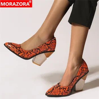 MORAZORA Veľká veľkosť 34-46 kliny topánky žena ukázal prst jar leto dámy topánky vysokej kvality had módne členkové topánky