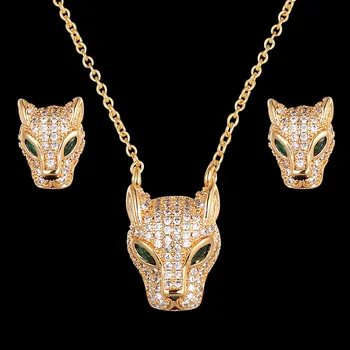 Zlxgirl Európe Dizajn Značky Leopard zvierat tvar prívesok s náušnice Svadobné šperky Set žena preferovaný dary