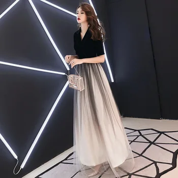 Je to YiiYa Večerné Šaty Gradient Farba Čipky Ilúziu, Svadobné Formálne Šaty tvaru Podlahy dĺžka-line Zips Party Šaty E343