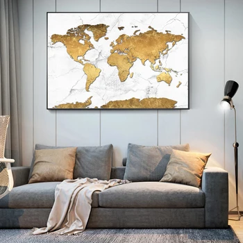 Mapa sveta Dekoratívne Plagáty a Tlačí na Steny Umelecké Plátno Obrazy Moderné Veľké Veľkosť Obrázka Pre Obývacia Izba Domova Cuadros