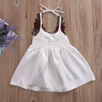 Nové Letné Dieťa Dieťa Dieťa Dievčatá 3D Kvetinovým bez Rukávov A-Line Mini Šaty, Oblečenie Veľkosti 1-5T