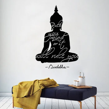 Budhha Budhistické Citát Pravidlo Vaša Myseľ Meditácie Samolepky na Stenu Indickej Buddha Odtlačkový Interiéru Houseware Vinyl DIY nástennú maľbu ZW343