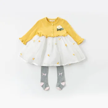 DBJ12801 dave bella jar baby girl je roztomilý princezná flóry sveter šaty deti fashion party šaty deti detská lolita oblečenie