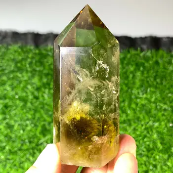 Prírodné údená citrine quartz obelisk crystal prútik bod uzdravenie