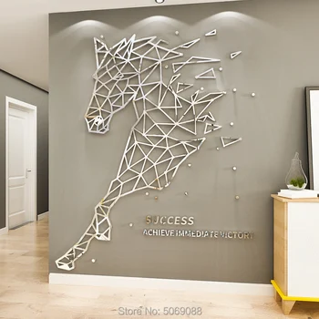 In vietor línia zviera 3D troch-dimenzionální akryl wall art spálňa štúdia obývacia izba dekoratívne pozadie nálepky