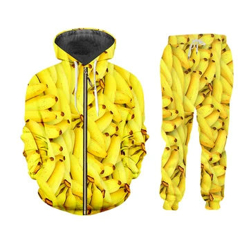 CJLM 3D Mužov je Nádrž Ovocie, banán 2-dielny oblek tričko 3D Tlač Vesta s Kapucňou, Košele, Šortky Sady Letné Štýl Vlastné Unisex Tepláková súprava