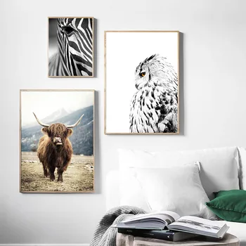 Škandinávsky Dekorácie Obrázok Na Stenu Umenie Plagátu Afrických Zvierat Lev, Zebra, Krava Plátno Tlačiť Maľovanie Nordic Obývacia Izba Dekor