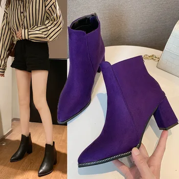 2020 nové kórejská verzia dámske topánky hrubé podpätky málo topánky žena špicaté topánky na jar a na jeseň vysoké podpätky