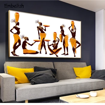 Embelish Nový Príchod Africkej Ženy Moderné Nástenné Art Obrázky Pre Obývacia Izba HD Tlač na Plátne Obrazy Domova Diel Plagát