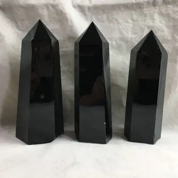 1PC Prírodné obsidian obelisk bod kremeň prútik uzdravenie 400-600 g