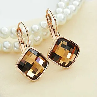 MOONROCY Drop Shipping Fashion Square Crystal Prsteň a Náušnice Šperky Set Rose Gold Color Šperky Set Veľkoobchod pre Ženy Darček