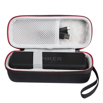 Cestovné Pevného EVA Prípadoch Pre Anker SoundCore 2 Bezdrôtové Bluetooth Reproduktor S Oka Dual Vreckové Audio Káble S Popruh na Zips, Taška