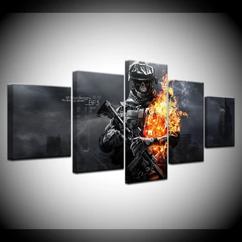Battlefield 3 hra plagát 5 Kus HD Tapety Umelecké Plátno Tlačiť moderné Plagát Modulárny umenie maľba na Obývacia Izba Domova