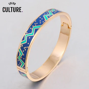 Nové, Jemné Šperky Color Design Pattern Zlato Otvorenie Smalt Náramok Náramok pre Ženy Nehrdzavejúcej Ocele Bangles Etnických Šperky
