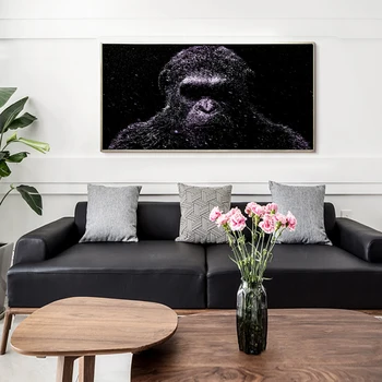 Wall Art Decor Plátno na Maľovanie Fialová a Čierna orangutan Plagát, Tlač Plátno Umenie Obrázky pre Deti Izba Quadro Domova