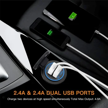12V / 24V Auto Zásuvky pre zapaĺovač Univerzálny Duálny USB Nabíjačka do Auta, Adaptér Zapustené Auto Príslušenstvo 4.2 A výstupné s led