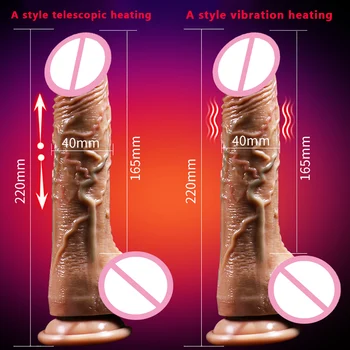 Teleskopická Vibrátor Kúrenie Dildo Realisticky Obrovský Penis Pokožke Pocit Realistický Penis Análny Plug Sexuálne Hračky Pre Ženy Masturbácia
